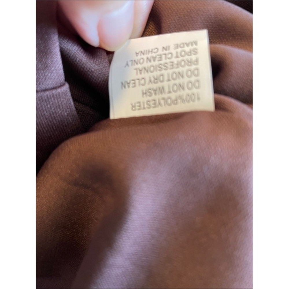 Mac Duggal Chocolate Brown Satin Flowy Cape Sleeve Mini Dress Size 6 - Picture 6 of 6